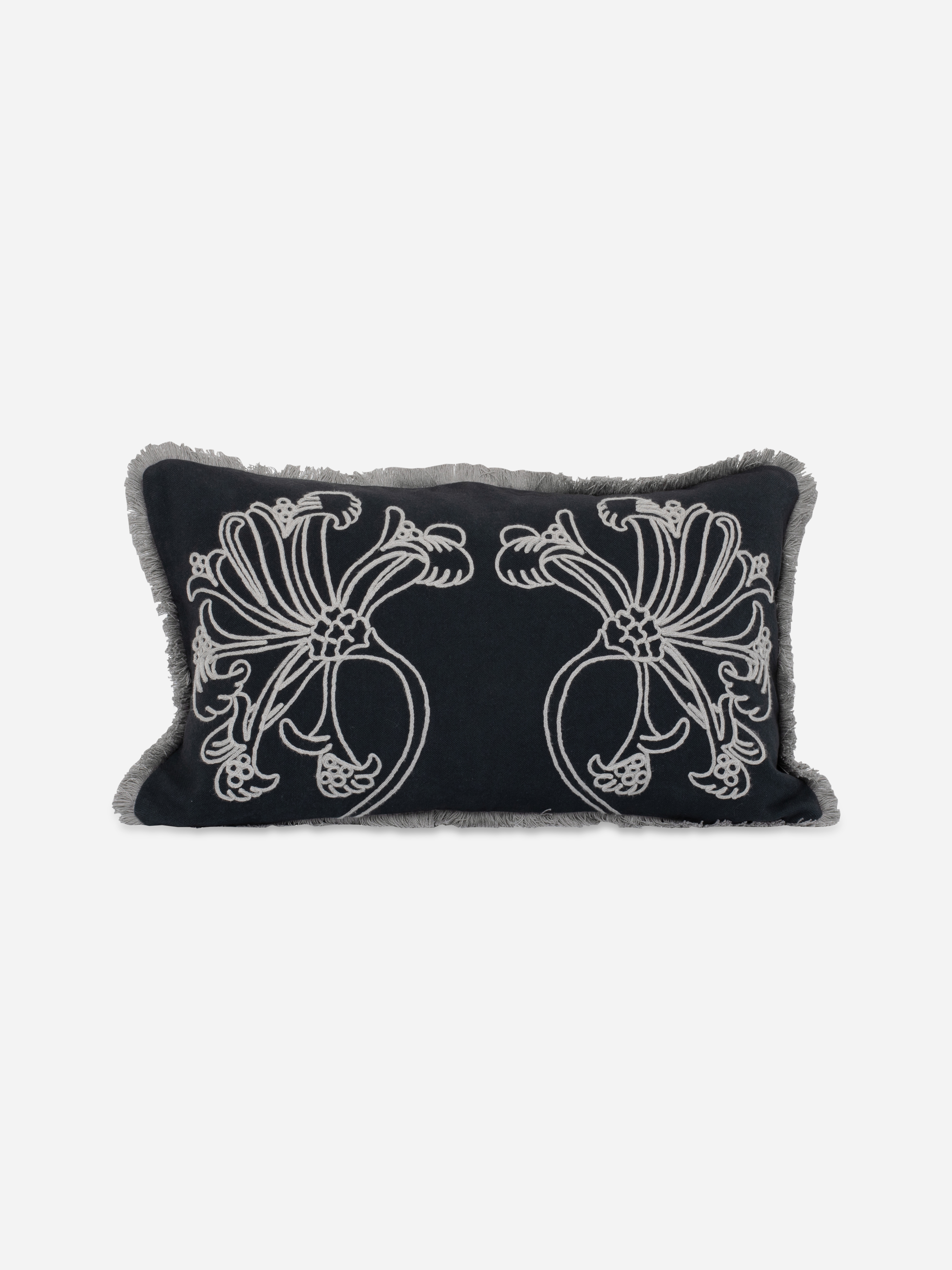 Mille Notti Honeysuckle & Tulip Cushion Cover Grey Canvas