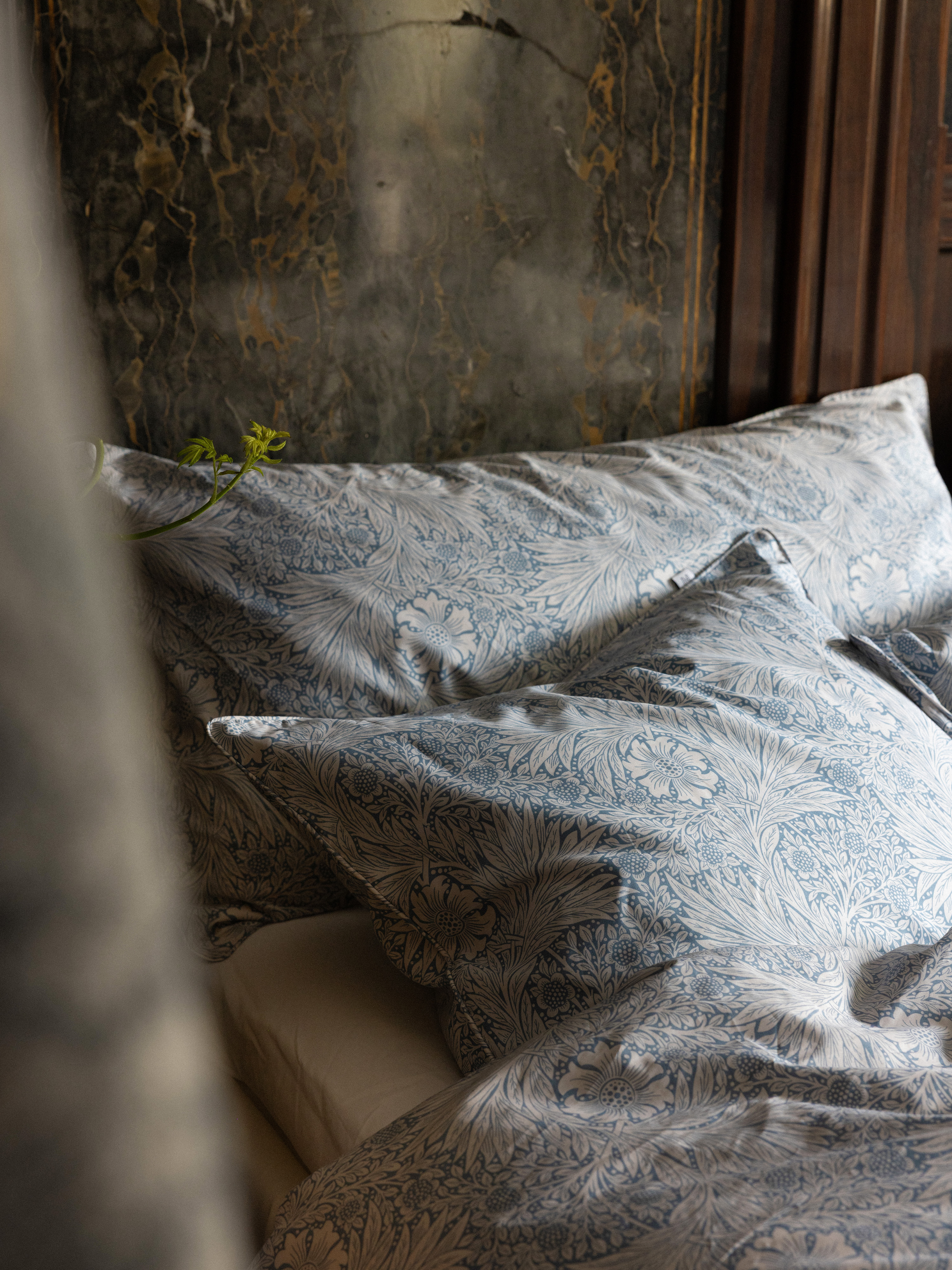 Mille Notti Marigold Pillowcase Blue Percale