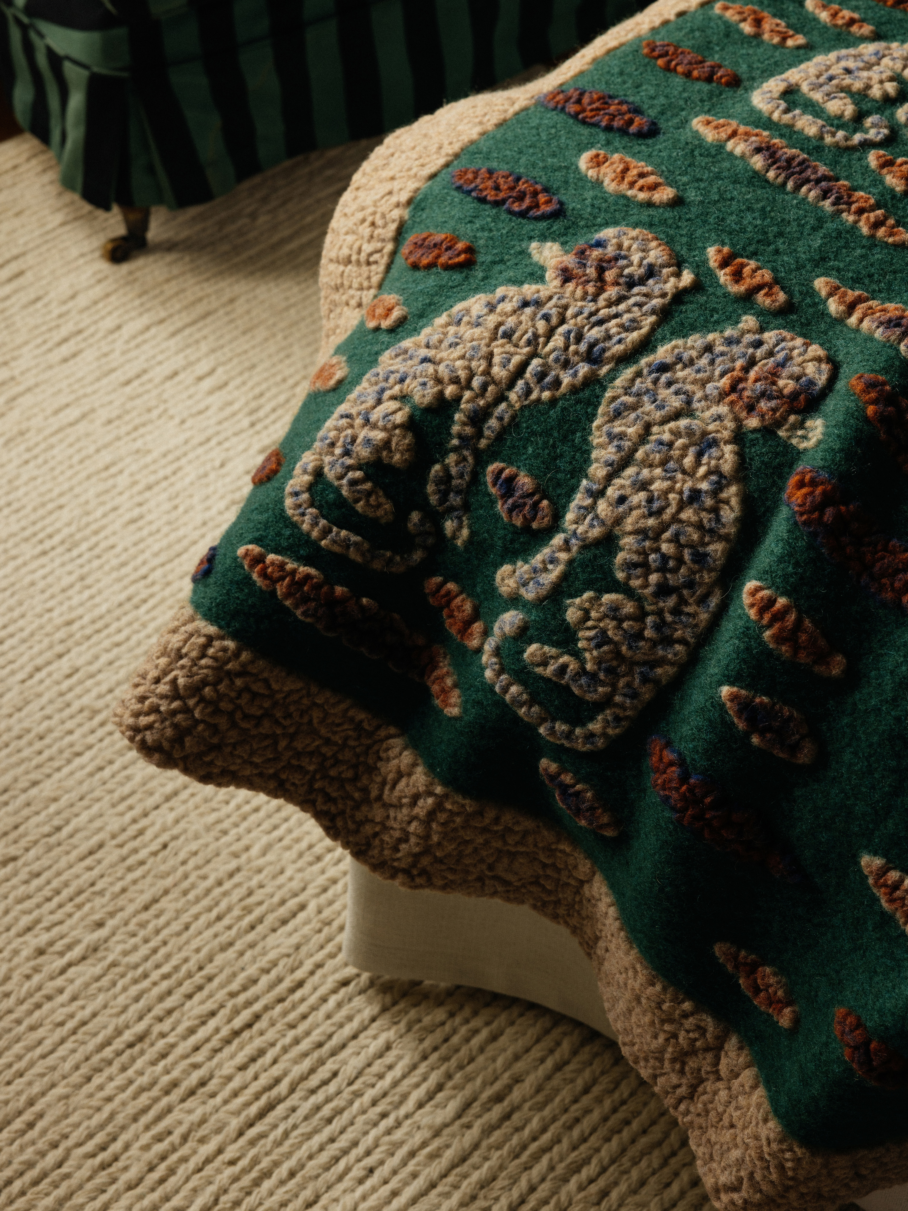 Mille Notti Leopardo Plaid Green Wool Blend